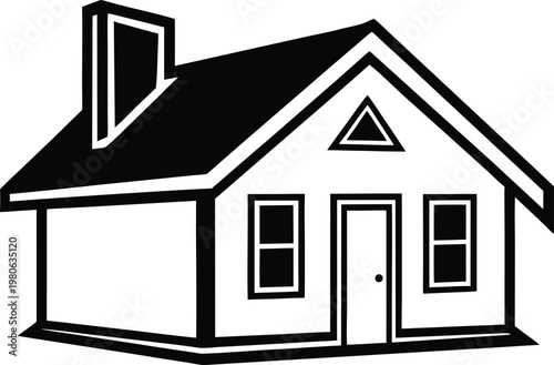 single house silhouette vector white background