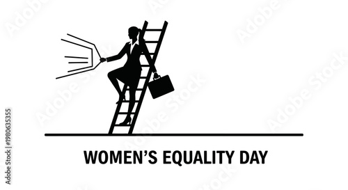 Business woman climbing a ladder representing women in the workplace.