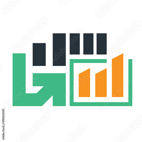 Business Growth Analytics Icon Set – Chart, Arrow Up, Financial Progress Vector Illustration