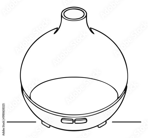 Minimalist line art essential oil diffuser icon. Generative AI