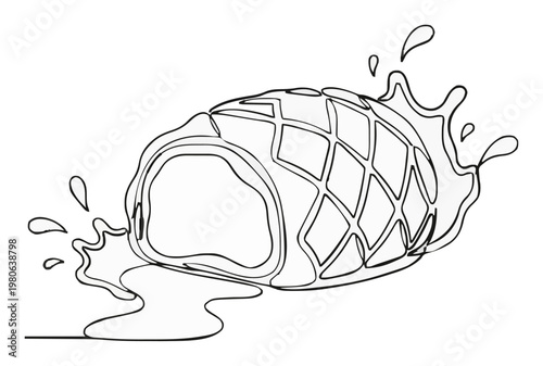 Minimalist beef wellington line art icon. Generative AI