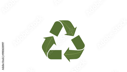 Classic green recycling symbol composed of three arrows forming a triangle, representing environmental sustainability and waste reduction.