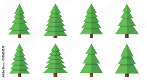 Green Pine Trees in a Row.