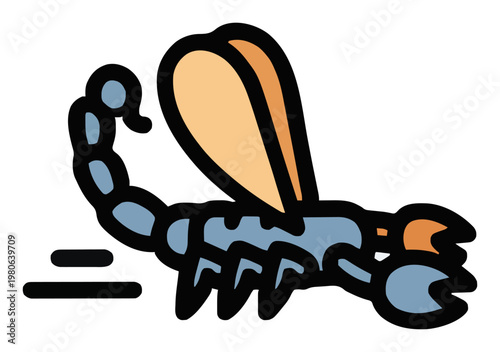 Minimalist continuous line art scorpion icon. Generative AI