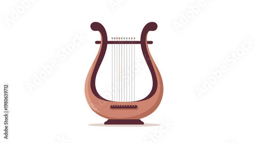 Beautifully rendered lyre, an ancient string instrument with elegant curves and multiple strings, symbolizing music and classical art.