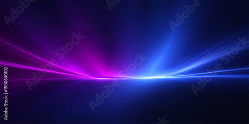 A glowing blue abstract background features motion rays and digital energy waves flowing through dark space with a star flash illustration