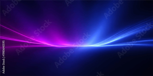 Abstract blue background design with light rays and glowing waves of energy creates a digital motion backdrop for a dark space illustration