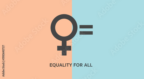 Gender equality symbol featuring a female sign and an equals sign for equal rights.
