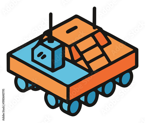 Mars colony rover flat vector icon. Generative AI