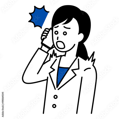 スマホでの会話で驚く女性医師