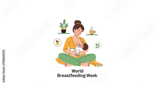 A mother breastfeeding her newborn baby in a comfortable sitting position.