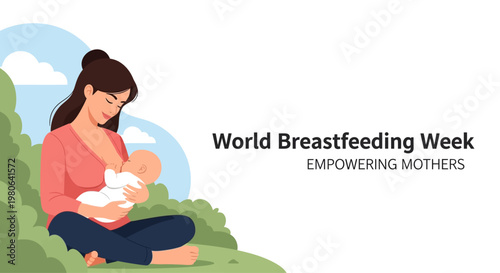 A loving mother breastfeeding her newborn baby in a peaceful outdoor setting.