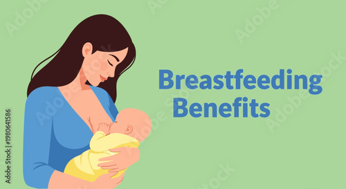 A mother breastfeeding her newborn baby infant.