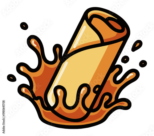 Minimalist spring rolls line art vector icon. Generative AI