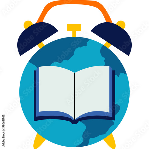 Global Education and Learning Time Clock Icon