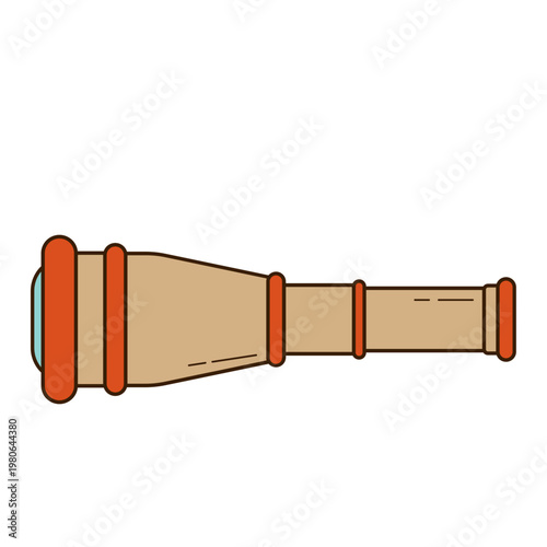 Vintage Spyglass or Telescope Flat Vector Illustration