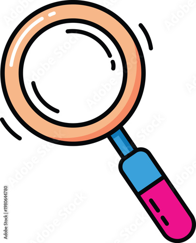 Colorful handheld magnifying glass with bright lens and eraser strip hand-held circular lens