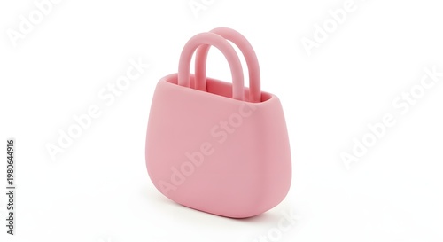3D Minimalist Tote Bag Icon Shopping Concept