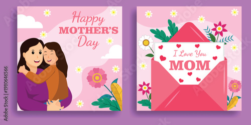 A heartwarming mother s day illustration featuring affection and floral designs