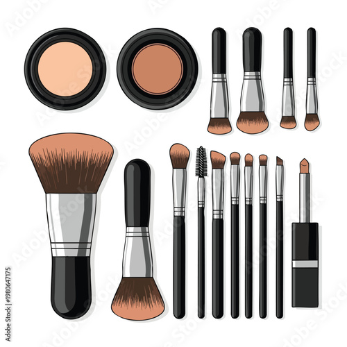 Professional Makeup Brush Set with Powders and Tools for Beauty and Cosmetics
