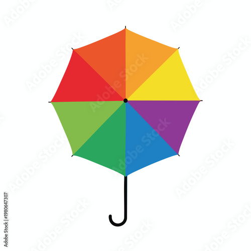 Colorful Umbrella in Vibrant Rainbow Display for Summer or Rainy Day Accessories