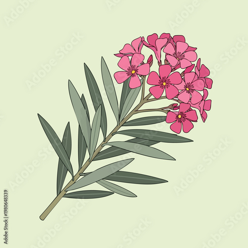 Elegant Illustration of a Pink Flower Bouquet with Green Leaves for Nature or Gardening Themes