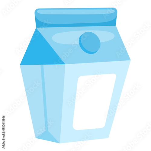 Blue Milk Carton Packaging Flat Vector Illustration