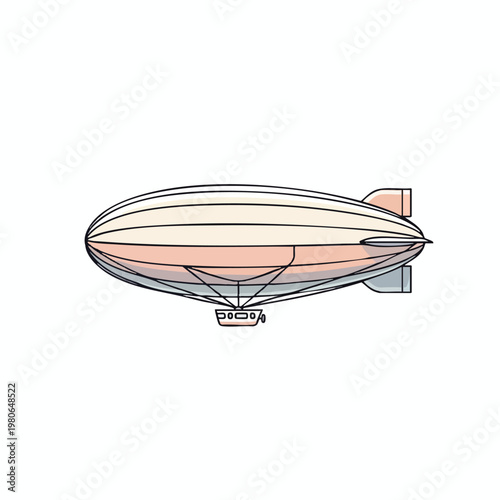 Vintage Airship Silhouette Retro Transportation Vehicle Illustration