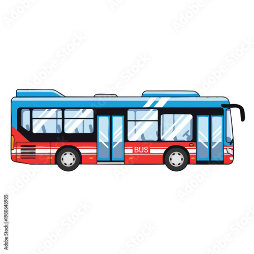 Modern City Bus in Bright Colors for Public Transportation Advertising