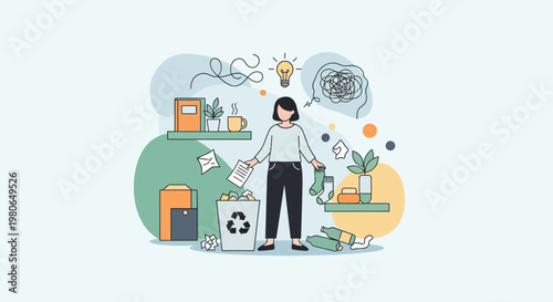 Eco-friendly living concept with a person reducing waste