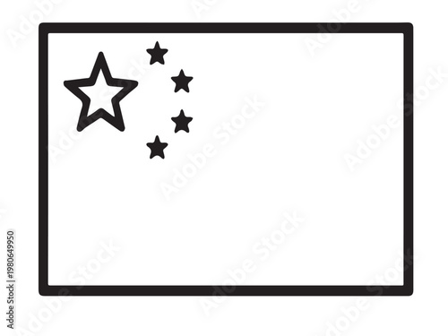 Minimal black and white China flag icon with stars and clean layout ideal for web banners posters branding presentations and digital backgrounds modern simple style design
