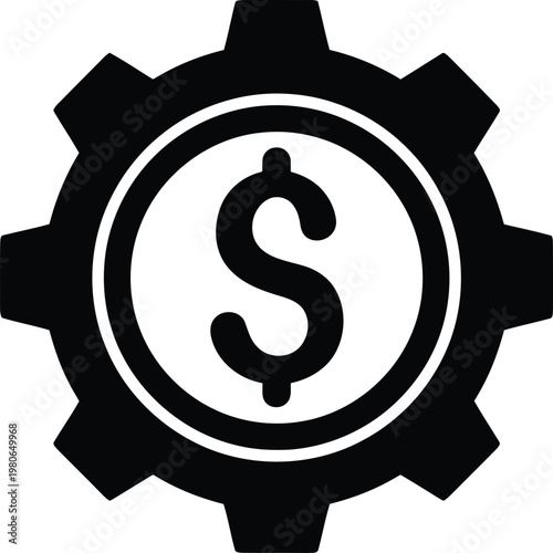 gear with dollar sign, finance icon, business symbol