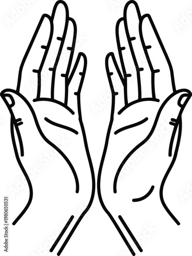 line drawing of palms with lines