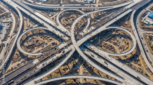 Intricate Multi-Level Highway Interchange and Road Network Aerial View
