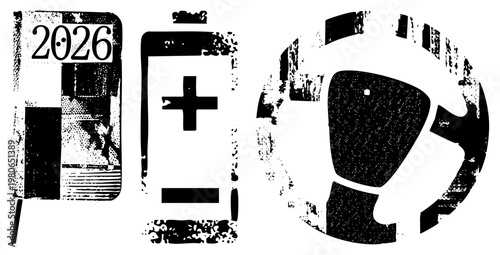 Digital device displaying health metrics, fitness tracking, and year 2026, stylized vector for wellness tech, mobile interface, health monitoring.