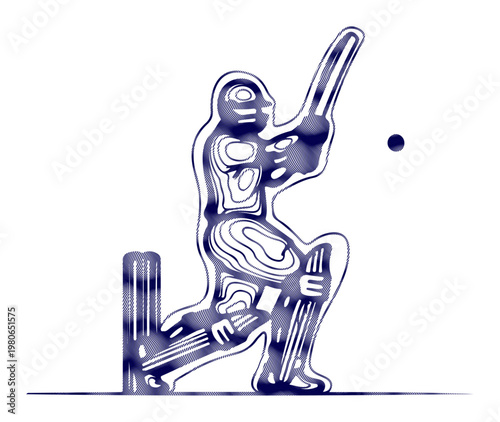 Dynamic illustration of a cricketer in action, capturing the spirit of the game