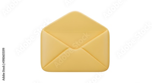 3D Minimalist Envelope Icon Mail and Contact Concept
