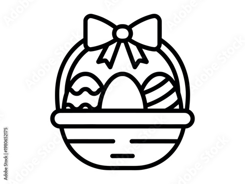 Easter basket with decorated eggs and bow egg hunt decorated celebration container illustration tradition decorative seasonal surprise confectionery chocolate painting decoration