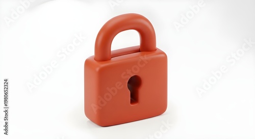 3D Minimalist Padlock Icon Security and Privacy Concept