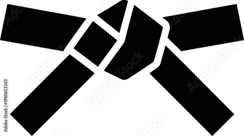 Minimalist Black Belt Silhouette Icon for Martial Arts Karate and Judo Mastery Branding