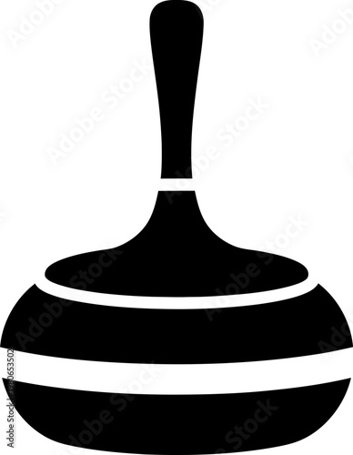 Ice Stock Sport Icon - Black Silhouette of a Traditional Bavarian Curling Stone