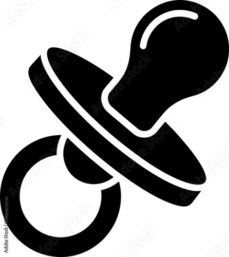 Black Minimalist Baby Pacifier Silhouette Icon 