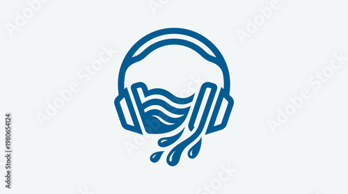 Abstract Laundry Logo with Wavy Water and Drops