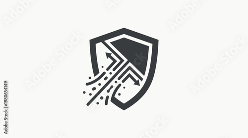 Shield Icon with Airflow and Protection Symbol