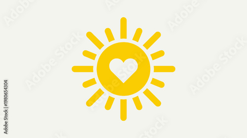 Sun Symbol with a Heart in Center