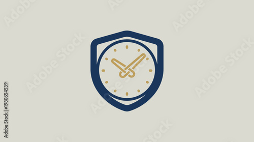 Clock Inside Shield Icon Time Protection Concept