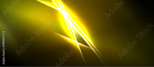 Bright yellow lines intersect dark background. Abstract energy radiates from central point, creating dynamic visual effect.