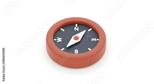 3D Minimalist Compass Icon Navigation Travel Concept