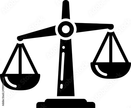 Scales of Justice Icon - Minimalist Black and White Vector Illustration for Law and Legal Concepts