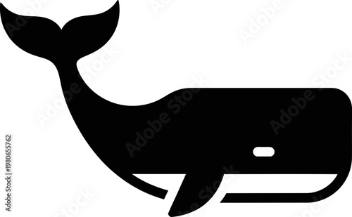Minimalist Black Whale Silhouette Vector Icon 